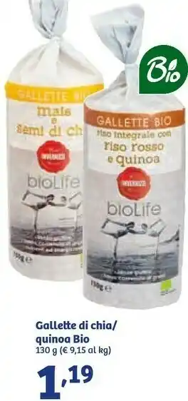 In'S Mercato Invernizzi Gallette Bio Riso Integrale Con Riso Rosso E Quinoa Biolife 130 G(ml) offerta