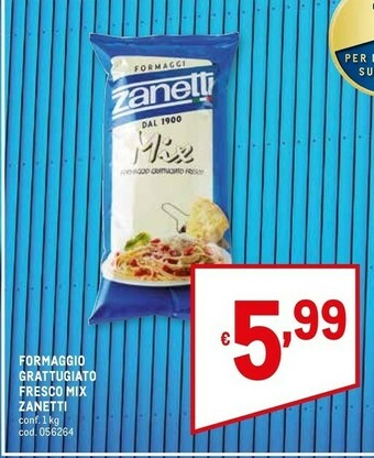 Metro Zanetti Formaggio Grattugiato Fresco Mix offerta