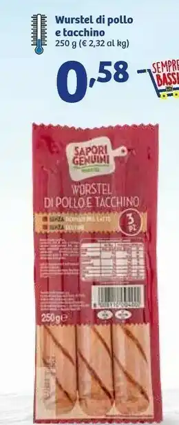 In'S Mercato Sapori genuini Sapori Genuini Wurstel Di Pollo E Tacchino offerta