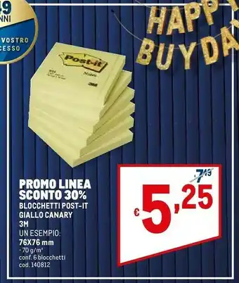Post-it Blocchetti Giallo Canary 3m