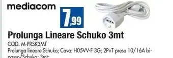 Wellcome Mediacom Prolunga Lineare Schuko 3mt offerta