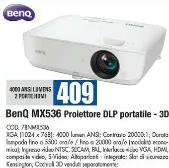 Wellcome Benq Mx536 Proiettore Dlp Portatile - 3d offerta