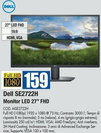 Wellcome Dell Se2722h Monitor Led 27 Fhd offerta