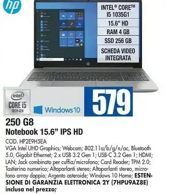 Wellcome HP 250 G8 Notebook PC offerta