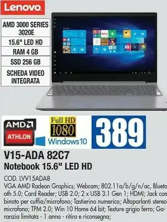 Wellcome Lenovo V15 ADA 82C7 offerta