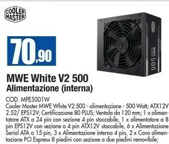 Wellcome Cooler master MWE 500 White 230V - V2 Alimentatore Per Computer 500 W 24-pin ATX ATX Nero offerta