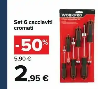 Carrefour Workpro Set 6 Cacciaviti Cromati offerta