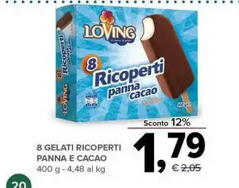 Todis Loving 8 Gelati Ricoperti Panna E Cacao offerta