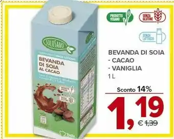 Todis Solosano Bevanda Di Soia 1000 G(ml) offerta