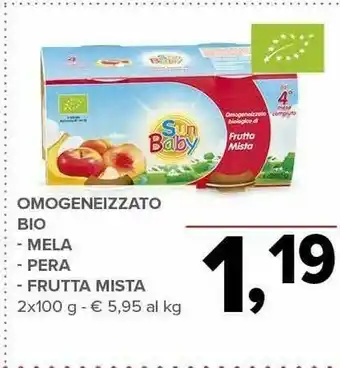 Todis Sun Baby Omogeneizzato Bio Mela/ Pera/ Frutta Mista offerta