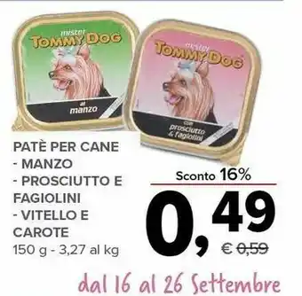 Todis Tommy Dog Pate Per Cane offerta