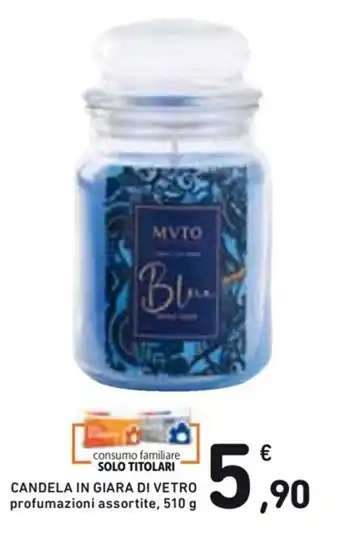 Spazio Conad CANDELA IN GIARA DI VETRO profumazioni assortite, 510 g offerta