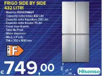 MD Discount Hisense Frigo Side by Side 432 litri offerta