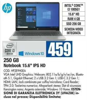 Wellcome HP 250 G8 Notebook 15.6" Ips Hd offerta