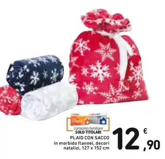 Spazio Conad PLAID CON SACCO in morbido flannel, decori natalizi, 127 x 152 cm offerta