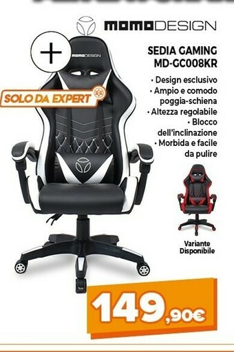 Expert Momodesign MD-GC008-KR Sedia Gaming offerta