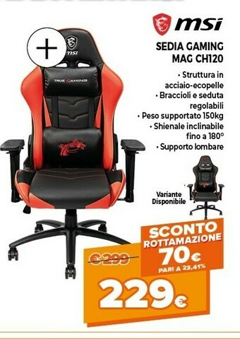 Expert Msi Sedia Gaming Mag CH120 offerta