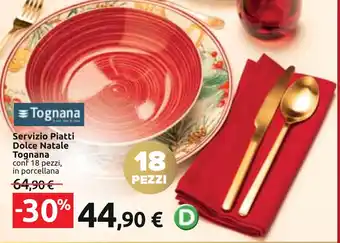 Carrefour Servizio Piatti Dolce Natale Tognana conf 18 pezzi, in porcellana offerta