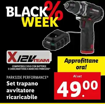 Lidl PARKSIDE PERFORMANCE Set trapano avvitatore ricaricabile offerta