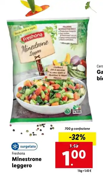 Lidl Freshona Minestrone leggero 700 g confezione offerta