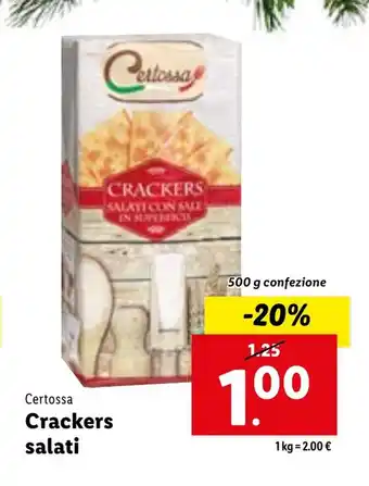 Lidl Certossa Crackers salati 500 g confezione offerta