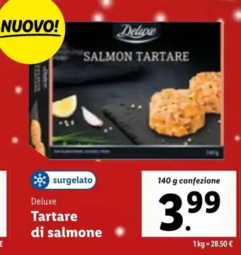 Lidl Deluxe Tartare di salmone 140 g confezione offerta