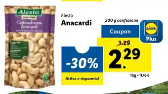 Lidl Alesto Anacardi 200 g confezione offerta
