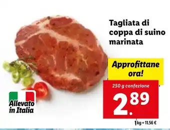 Lidl Tagliata di coppa di suino marinata 250 g confezione offerta
