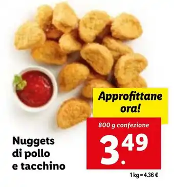 Lidl Nuggets di pollo e tacchino 800 g confezione offerta