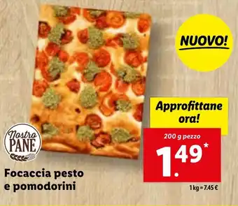 Lidl Focaccia pesto e pomodorini 200 g pezzo offerta