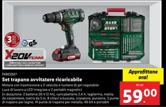 Lidl PARKSIDE Set trapano avvitatore ricaricabile offerta