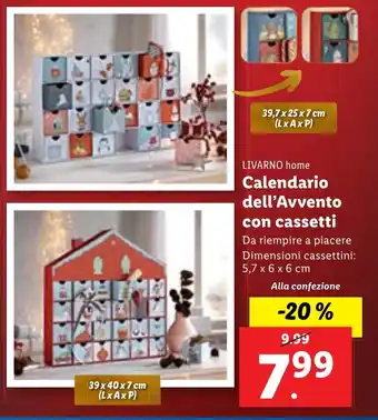 Lidl LIVARNO home Calendario dell'Avvento con cassetti offerta