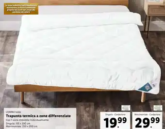Lidl LIVARNO home Trapunta termica a zone differenziate Singola 155 x 200 cm offerta
