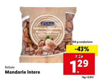 Lidl Belbake Mandorle intere 200 g confezione offerta