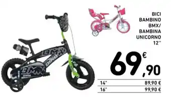 Spazio Conad BICI BAMBINO BMX/ BAMBINA UNICORNO 12'' offerta