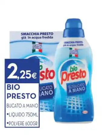 Proshop ΒΙΟ PRESTO BUCATO A MANO LIQUIDO 750ML POLVERE 600GR offerta