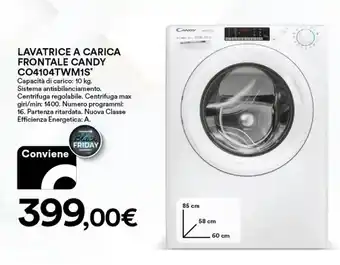 Ipercoop LAVATRICE A CARICA FRONTALE CANDY CO4104TWM1S offerta