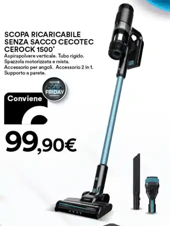 Ipercoop SCOPA RICARICABILE SENZA SACCO CECOTEC CEROCK 1500 offerta