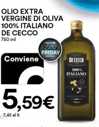 Ipercoop OLIO EXTRA VERGINE DI OLIVA 100% ITALIANO DE CECCO 750 ml offerta