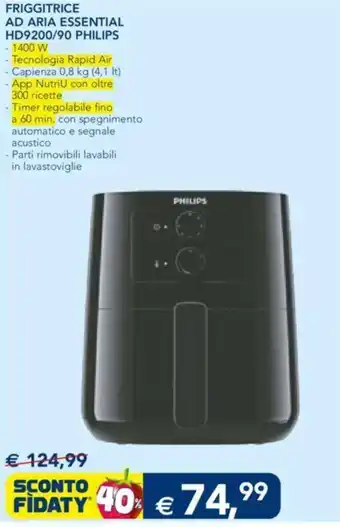 Esselunga FRIGGITRICE AD ARIA ESSENTIAL HD9200/90 PHILIPS offerta