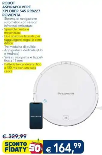 Esselunga ROBOT ASPIRAPOLVERE XPLORER S45 RR8227 ROWENTA offerta
