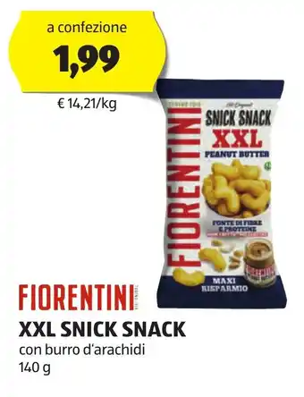 ALDI FIORENTINI XXL SNICK SNACK con burro d'arachidi 140 g offerta