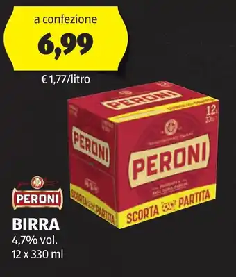 ALDI PERONI BIRRA 4,7% vol. 12 x 330 ml offerta