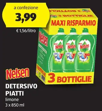 ALDI Nelsen DETERSIVO PIATTI limone 3 x 850 ml offerta