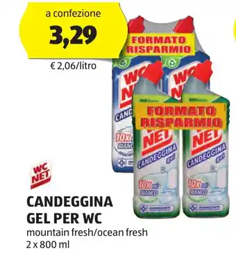ALDI WC NET CANDEGGINA GEL PER WC 2 x 800 ml offerta