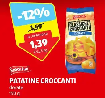 ALDI Snack Fun PATATINE CROCCANTI dorate 150 g offerta