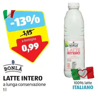 ALDI BONLÀ LATTE INTERO a lunga conservazione 1 l offerta