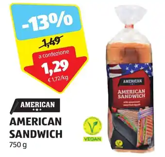 ALDI AMERICAN SANDWICH 750 g offerta