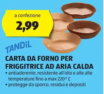 ALDI TANDIL CARTA DA FORNO PER FRIGGITRICE AD ARIA CALDA offerta