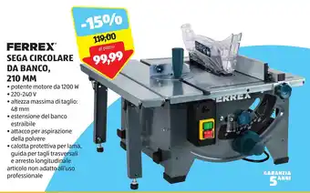 ALDI FERREX SEGA CIRCOLARE DA BANCO, 210 MM offerta